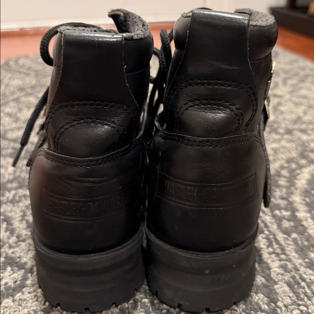Harley-Davidson Black Leather Lace-Up Boots - Picture 5 of 7
